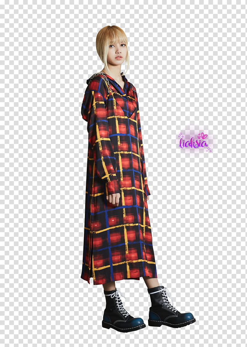 BLACKPINK Lisa , red, blue, and black coat transparent background PNG clipart