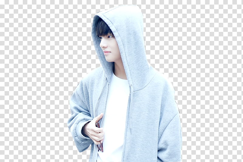Taehyung BTS , man wearing gray zip-up hoodie transparent background PNG clipart
