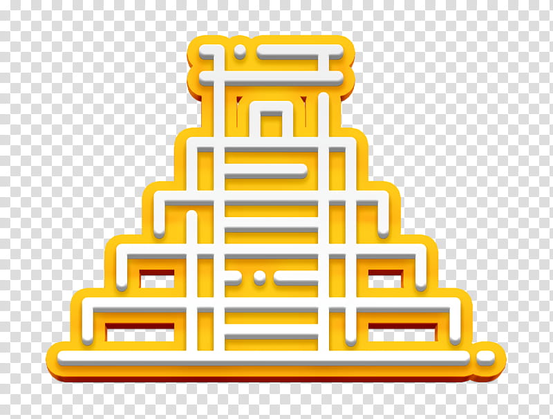 chichen icon itza icon landmark icon, Pyramid Icon, Travel Icon, Yellow, Line transparent background PNG clipart