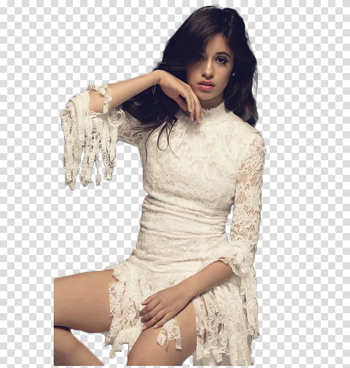 Camila Cabello, Camila Cabello wearing white dress transparent background PNG clipart