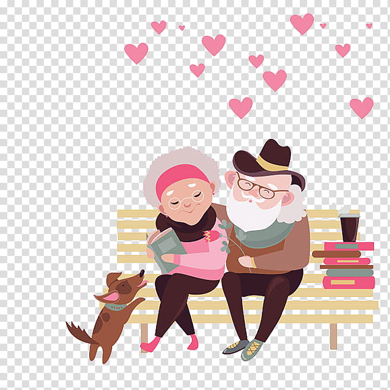 Happy Valentines Day, Love, Old Age, Hug, National Grandparents Day, Couple, Cartoon, Pink transparent background PNG clipart