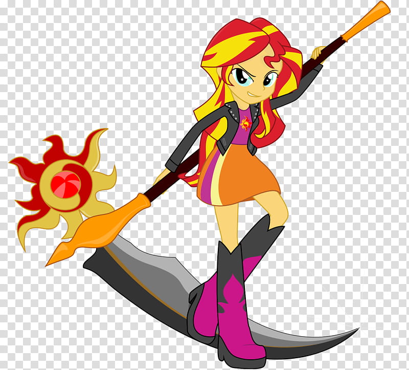 Sunset Shimmer scythe, cartoon character transparent background PNG clipart
