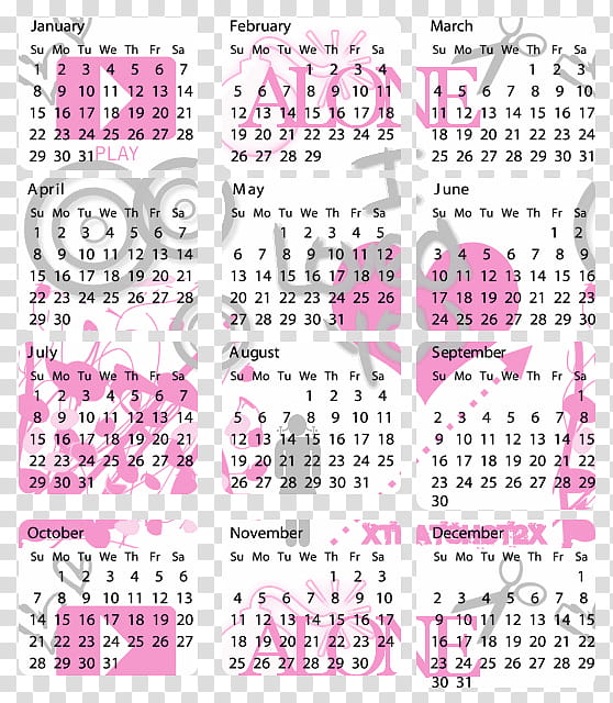 Cool Calendars , white, pink, and gray heart background digital calendar transparent background PNG clipart