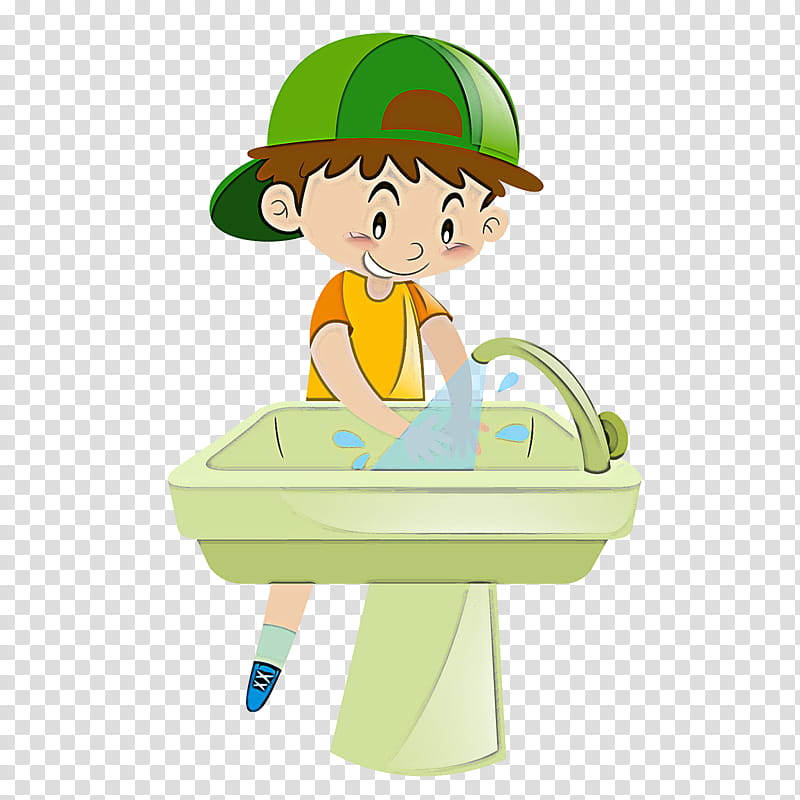 cartoon green child cleanliness, Cartoon transparent background PNG clipart