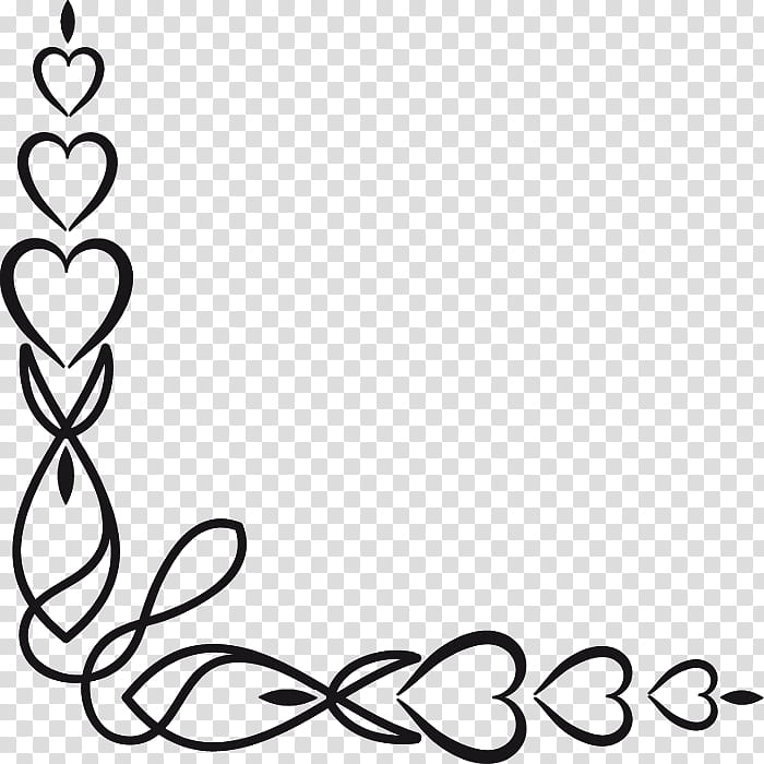Valentine Day Corners, black hearts border illustration transparent background PNG clipart