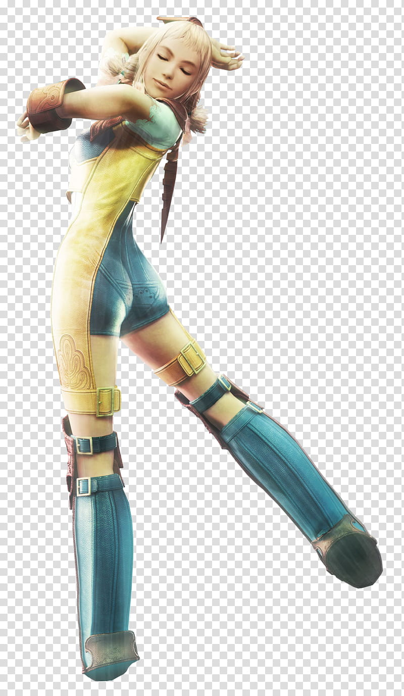 FFXII  main characters, woman wearing yellow and green suit dancing transparent background PNG clipart