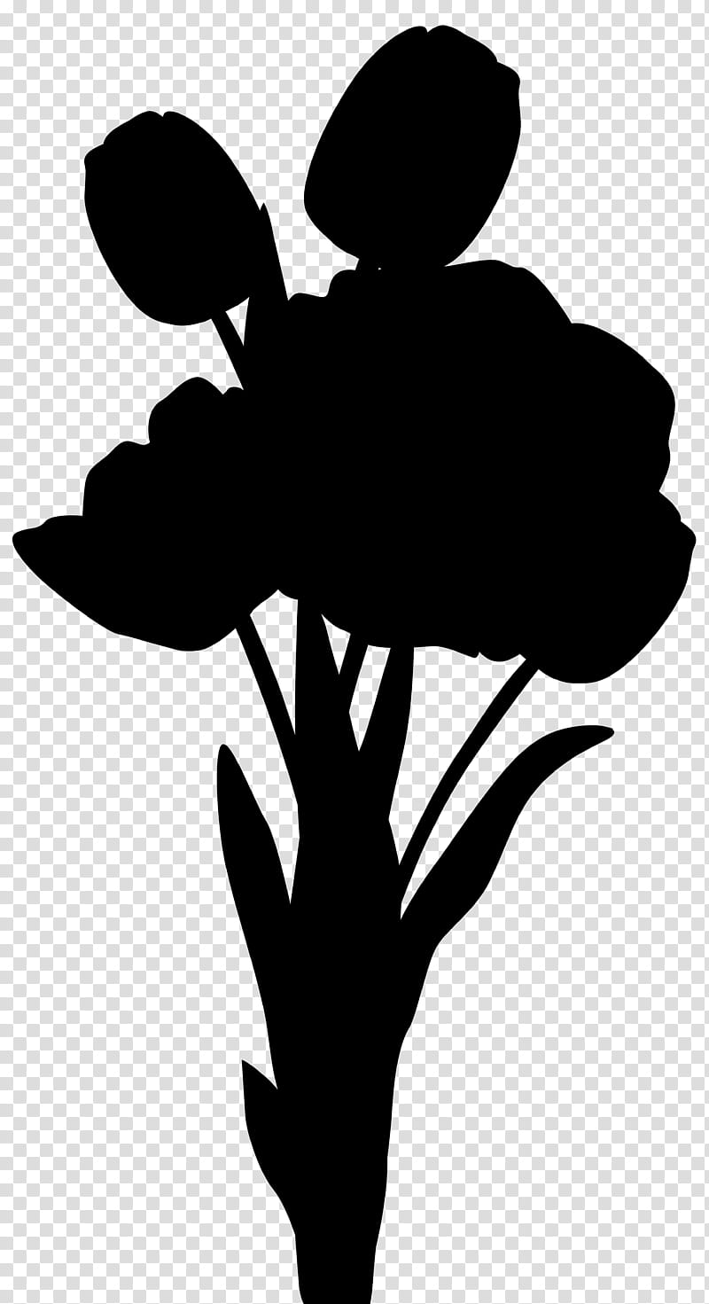 Tulip Flower, Silhouette, Leaf, Plants, Black M, Blackandwhite, Herbaceous Plant transparent background PNG clipart