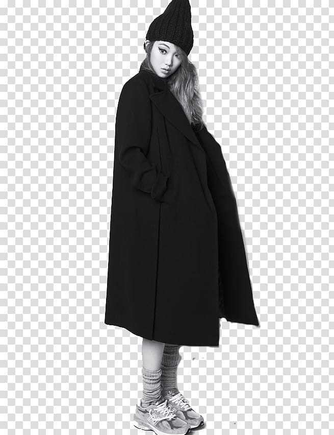 Y JPEG LEE SEUNG KYUNG, grayscale of woman in trench coat transparent background PNG clipart