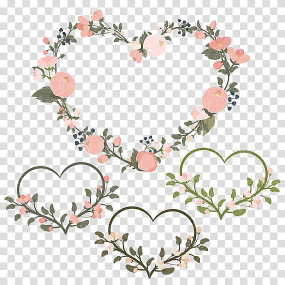 , four heart-shaped flower illustrations transparent background PNG clipart