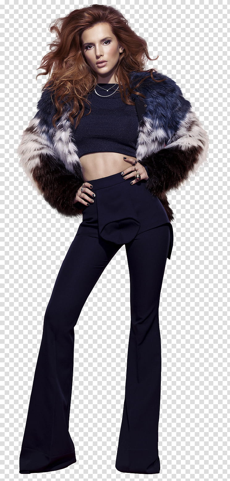 Bella Thorne, woman wearing black crop top both arms on akimbo transparent background PNG clipart