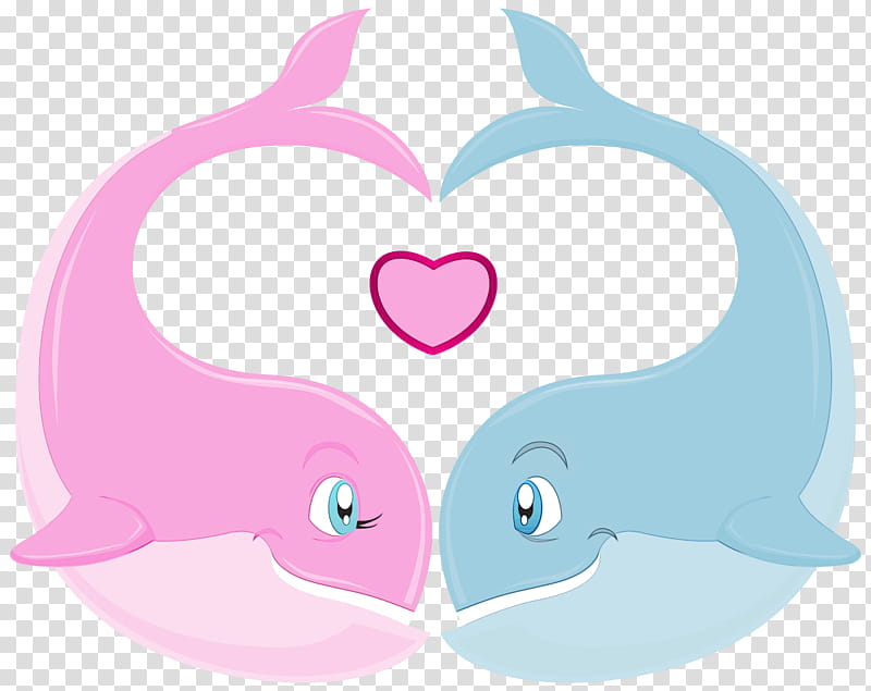 Valentines Day, Watercolor, Paint, Wet Ink, Whales, Heart, Drawing, Silhouette transparent background PNG clipart