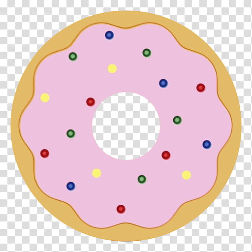 doughnut ciambella pink baked goods glaze, Watercolor, Paint, Wet Ink, Food, Pastry, Circle transparent background PNG clipart