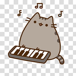 renders Pusheen The Cat, cat plying piano emoji transparent background PNG clipart