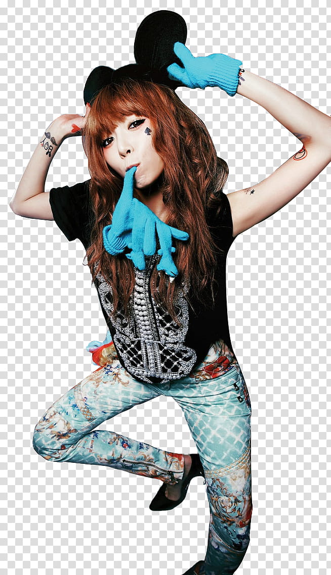 HyunA Ice Cream  P, woman wearing black and white top and green pants transparent background PNG clipart
