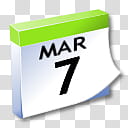 WinXP ICal, white and green Mar  calendar illustration transparent background PNG clipart