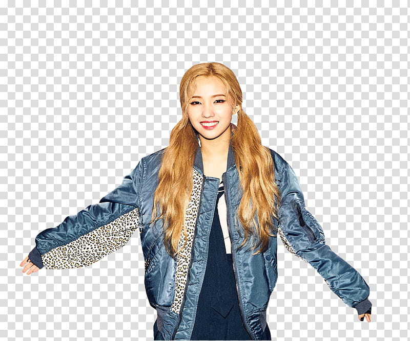 JEON SOYEON JELLY MV, smiling woman wearing blue jacket transparent background PNG clipart