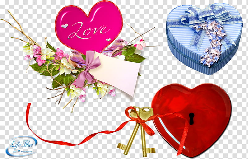 Valentine Day , blue and red heart gift box transparent background PNG clipart