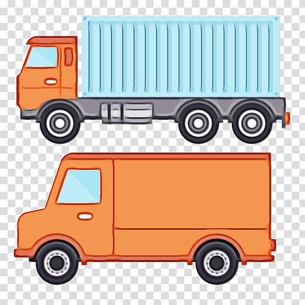 Watercolor, Paint, Wet Ink, Commercial Vehicle, Car, Truck, Van, Light Commercial Vehicle transparent background PNG clipart