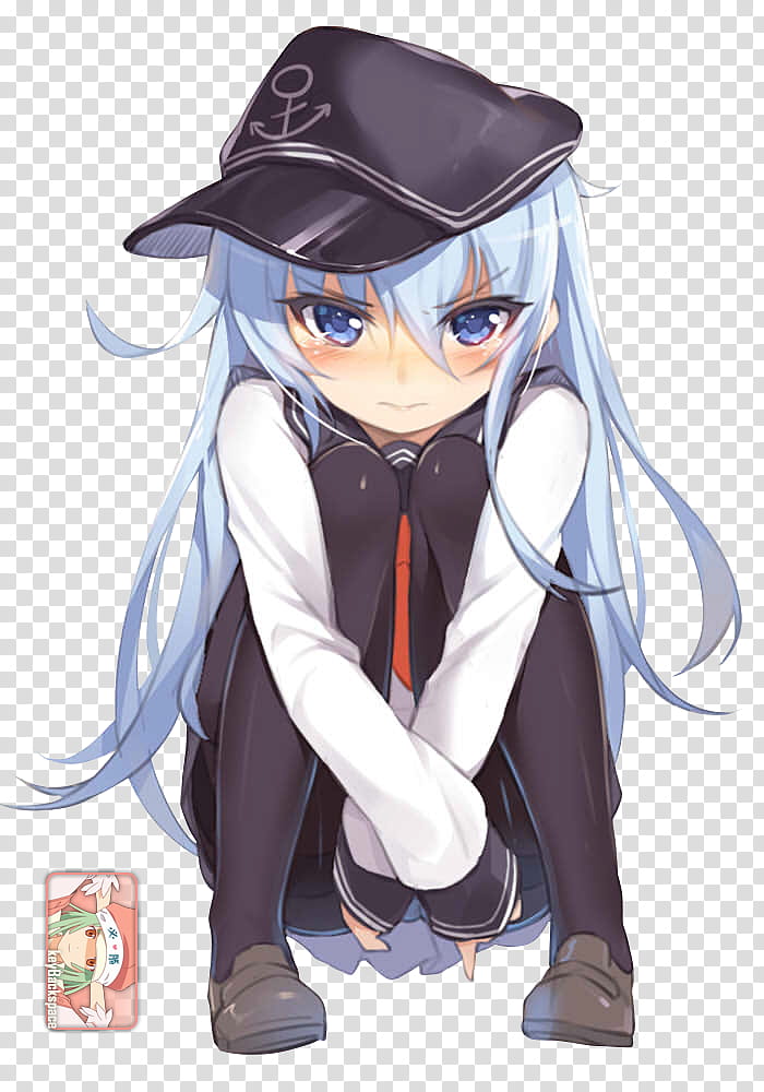 Hibiki (Kantai Collection), Render, animated girl wearing black cap and dress transparent background PNG clipart