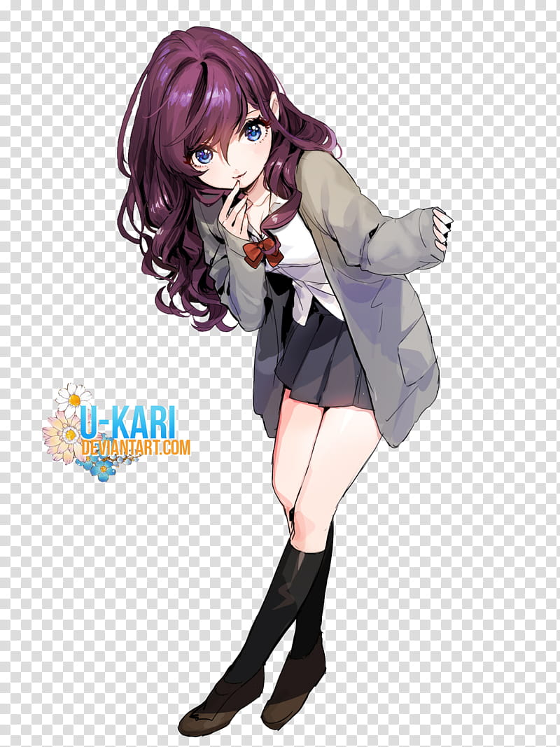 Purple haired female anime character digital anime bleeding HD wallpaper   Pxfuel