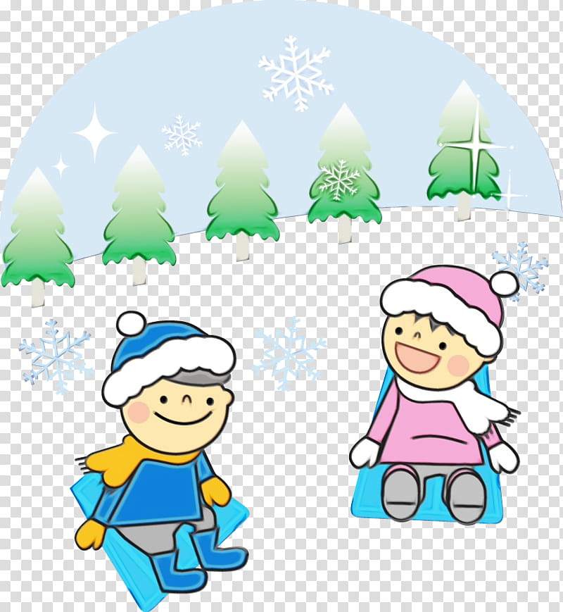 cartoon fictional character playing in the snow, Watercolor, Paint, Wet Ink, Cartoon transparent background PNG clipart