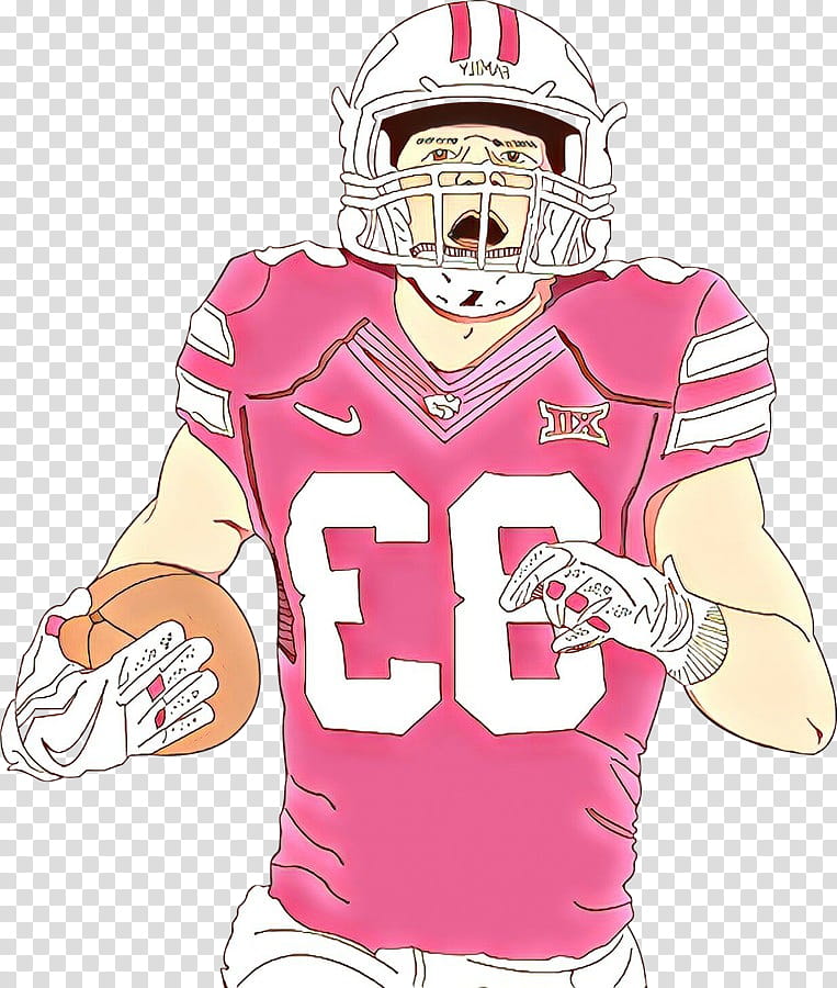 sports gear helmet jersey sportswear pink, Cartoon, American Football, Clothing, Football Equipment, Player, Personal Protective Equipment transparent background PNG clipart