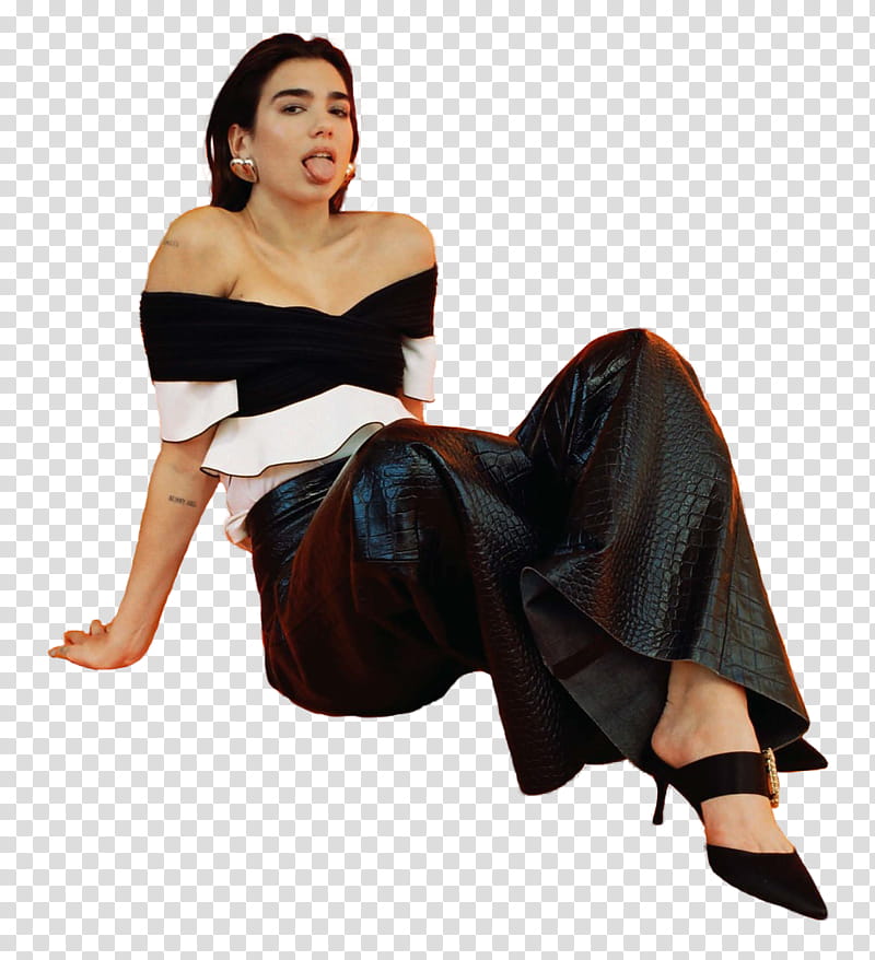 Dua Lipa, woman in black dress transparent background PNG clipart