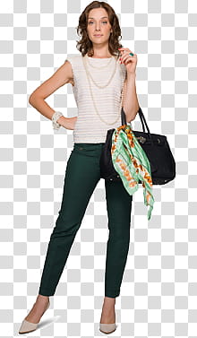 Violetta, woman standing carrying handbag transparent background PNG clipart