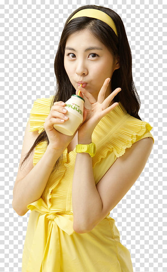 Seohyun SNSD, woman drinking and holding straw transparent background PNG clipart