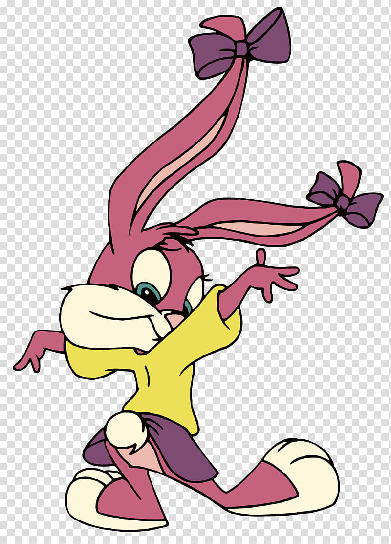 Babs Bunny digital trace, pink and yellow bunny cartoon character transparent background PNG clipart