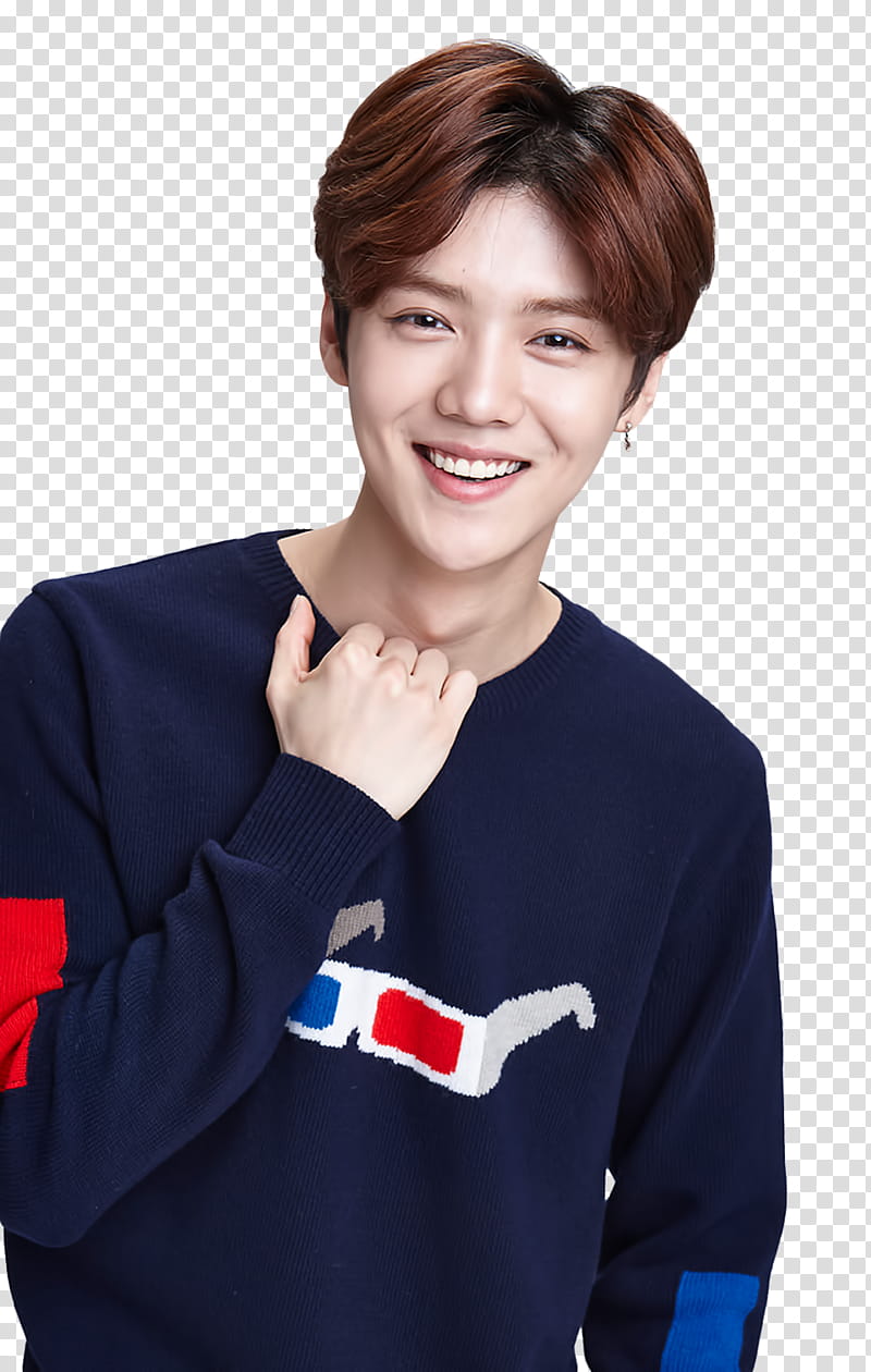 EXO LOTTE , smiling man wearing blue sweater transparent background PNG clipart