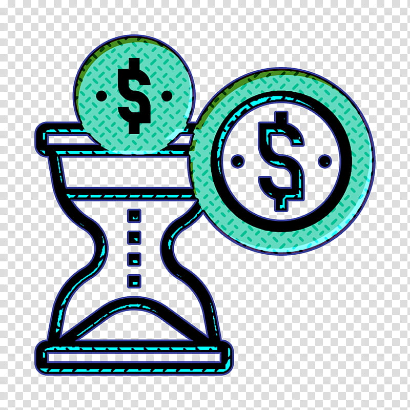 Time icon Saving and Investment icon Time is money icon, Teal, Line, Symbol transparent background PNG clipart