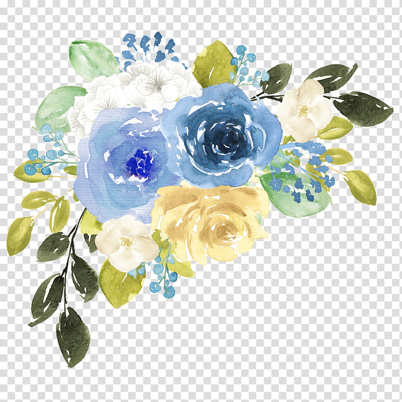 Bouquet Of Flowers Drawing, Watercolor Painting, Watercolor Flowers, Blue, Flower Painting, White, Yellow, Green transparent background PNG clipart