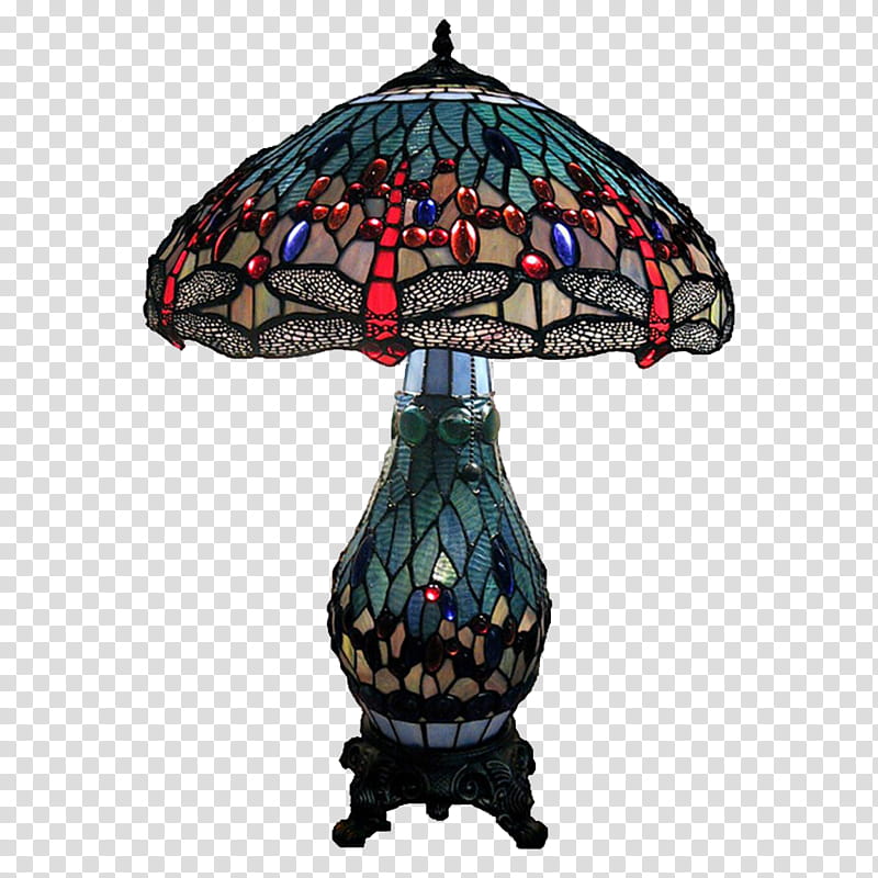 lantern, red, teal, and black tiffany desk lamp transparent background PNG clipart