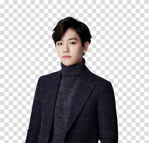 Baekhyun EXO, man wearing black notched lapel blazer transparent background PNG clipart