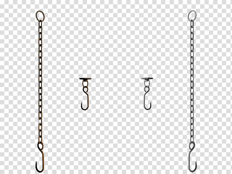 Chain and Hook, four brown metal hook chains illustration transparent background PNG clipart