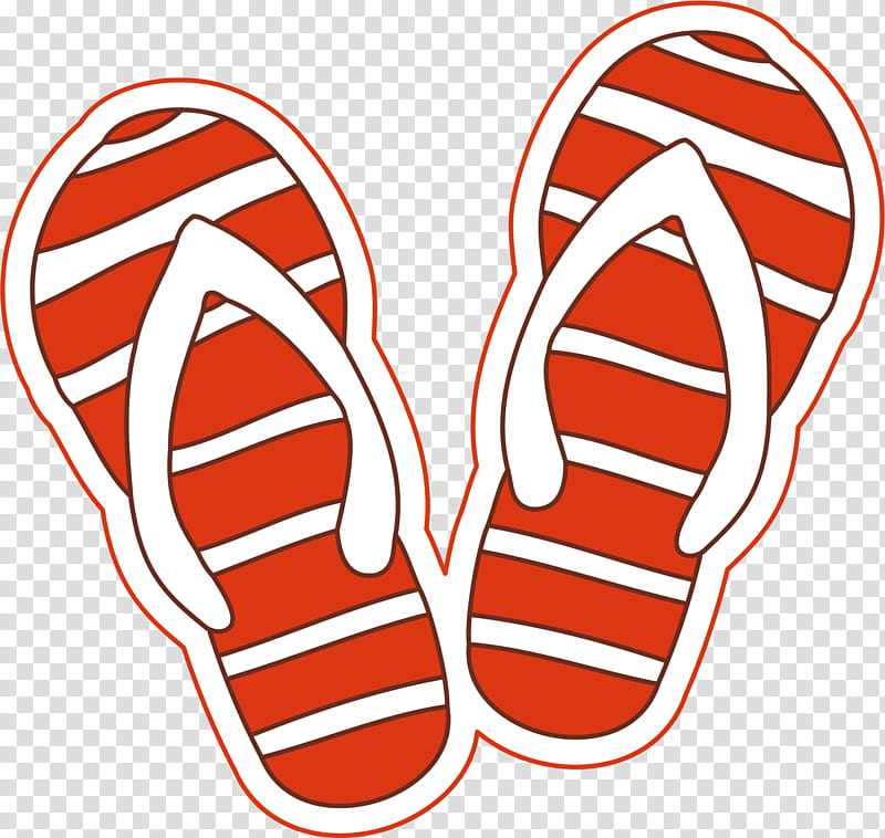 Beach, Shoe, Cartoon, Line, Footwear, Red, Orange, Flipflops transparent background PNG clipart