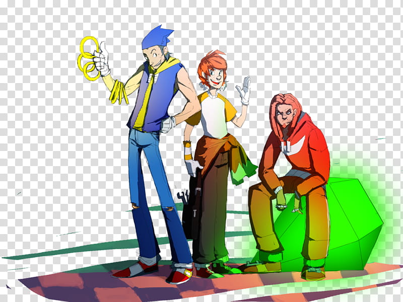 Free download, Green Hill Zone, three men characters transparent  background PNG clipart