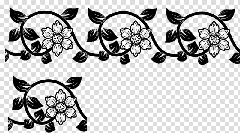 Borders Brushes, black petaled flowers illustration transparent background PNG clipart