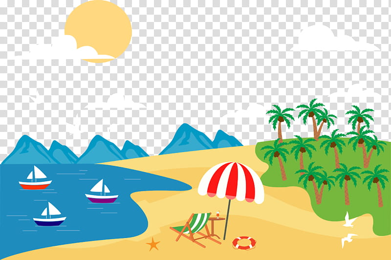 Beach, Seaside Resort, Poster, Vacation, Tree, Sky, Water, Landscape transparent background PNG clipart