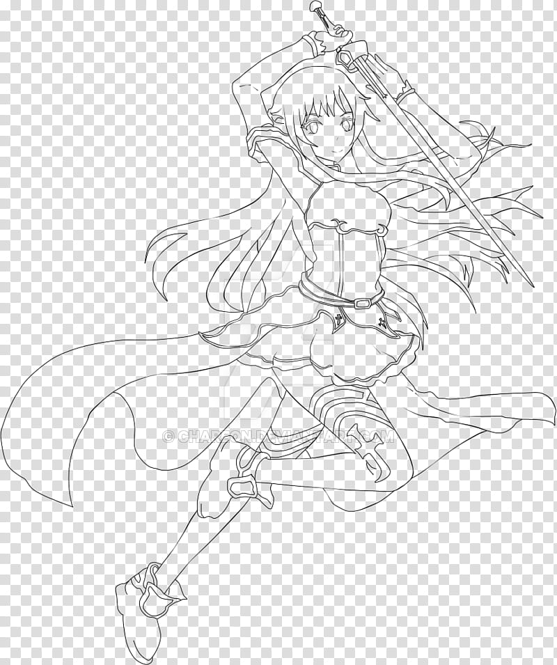 Asuna Yuuki Lineart transparent background PNG clipart