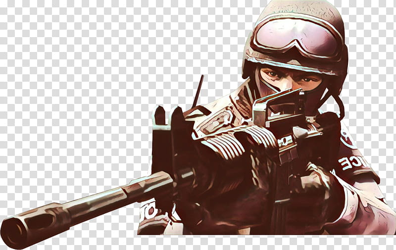 gun fictional character personal protective equipment helmet outerwear, Cartoon, Soldier, Firearm, Assault Rifle transparent background PNG clipart