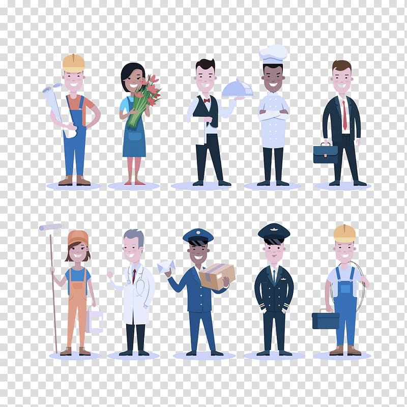 cartoon team job standing uniform, Cartoon, Whitecollar Worker, Business, Employment, Gesture, Queue Area transparent background PNG clipart