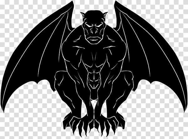 Dragon Logo, Gargoyle, Drawing, Silhouette, Demon, Painting, Black And White
, Bat transparent background PNG clipart