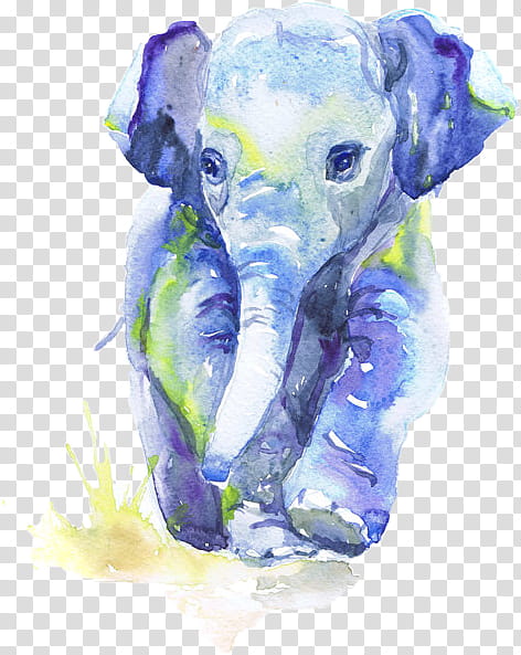 Indian Elephant, Watercolor Painting, Drawing, Infant, African Elephant, Nursery, Boy, Cuteness transparent background PNG clipart