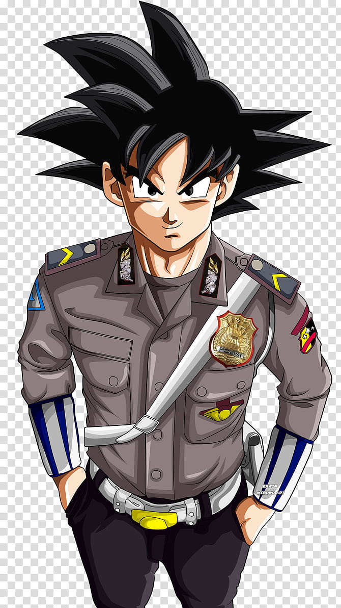 Son Goku Police man, Goku Polisi transparent background PNG clipart