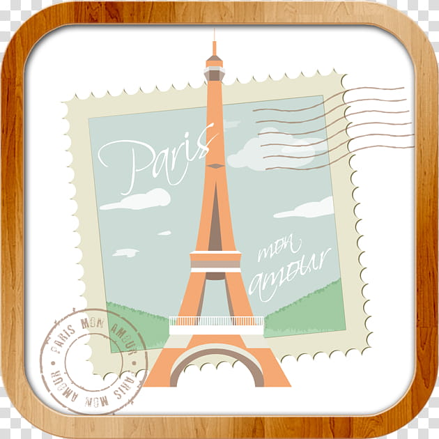 Invitation, Eiffel Tower, Post Cards, Postage Stamps, Paris, Orange transparent background PNG clipart