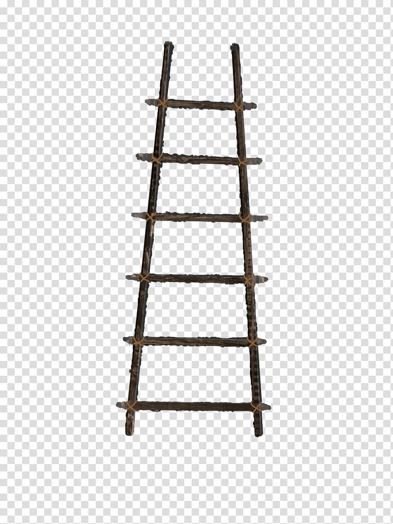 Old Wooden Ladder with ROPE LARGE, brown ladder transparent background PNG clipart