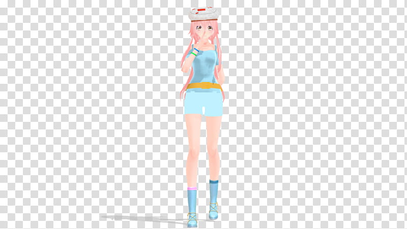 Rainbow MMD DL, girl wearing blue minidress standing transparent background PNG clipart