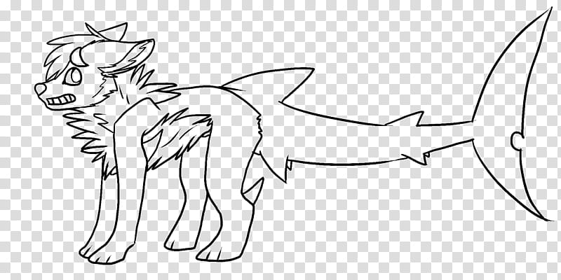 Fluffy Shark Doge Lineart OLD transparent background PNG clipart